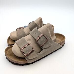 Birkenstock Arizona Soft Footbed Suede Leather Sandals Unisex Taupe Size USW7/M5